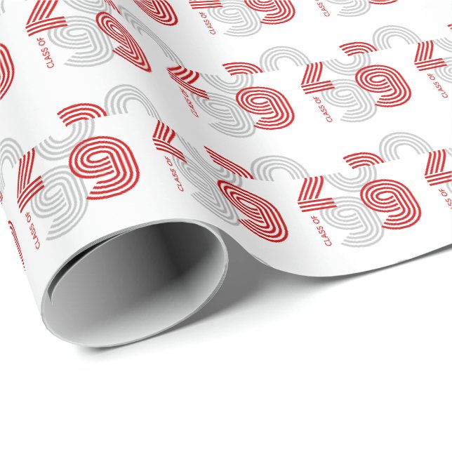 Red Retro Big Numbers Class of Wrapping Paper (Roll Corner)