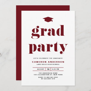 Red Retro Bold Typography Graduation Party Invitation