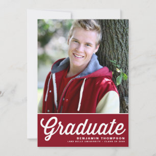 Red Retro Bold Typography Photo Graduation Invitation