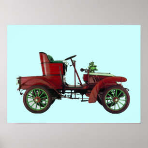 RED RETRO CAR / AUTO RESTORATION - AUTOMOTIVE POSTER