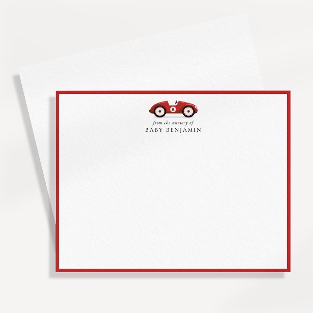 Red Retro Car Nursery Note Card (Creator Uploaded)