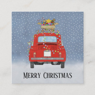 Red retro car  with Christmas gifts   Holiday Card