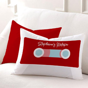 Red Retro Cassette Tape Lumbar Cushion