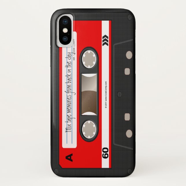 Red Retro Cassette Tape Personalised Case (Back)