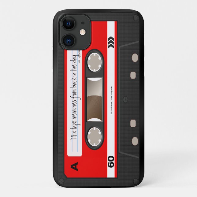Red Retro Cassette Tape Personalised Case (Back)