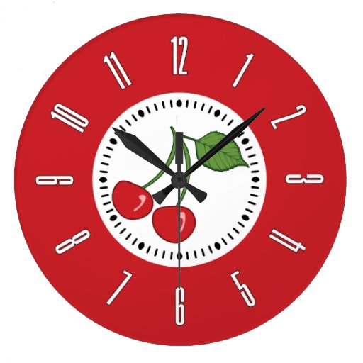 Image of Red Retro Cherry Large Clock