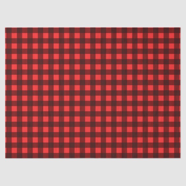 Red Retro Christmas Holiday Tartan Plaid Tissue Paper (Front)