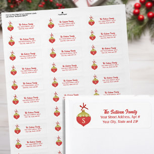 Red Retro Christmas Ornament Monogram