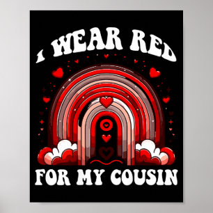 Red Retro Cousin Heart Disease Awareness Rainbow B Poster