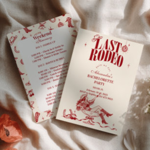 Red Retro Cowgirl Last Rodeo Bachelorette Invitation