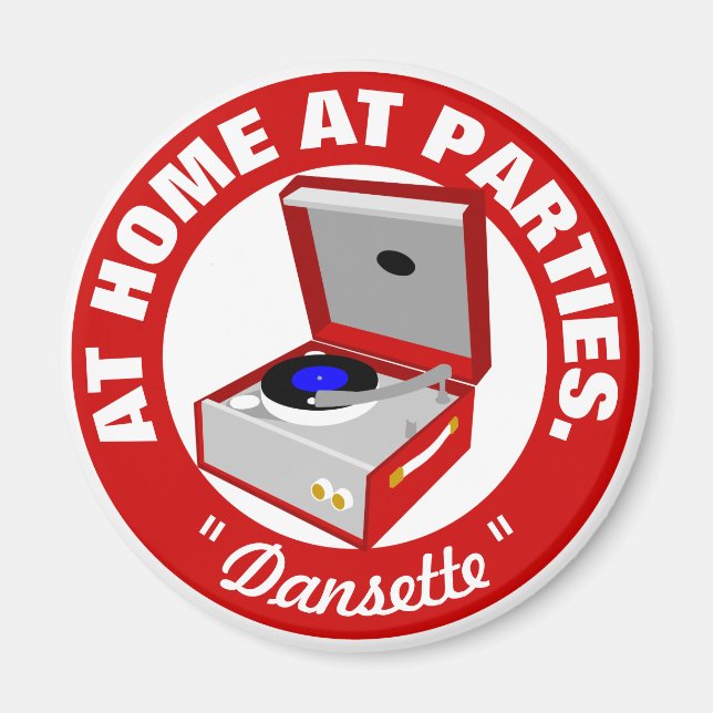 Red Retro Dansette record player Magnet (Front)