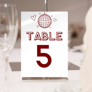 Red Retro Disco Groovy Large Table Numbers