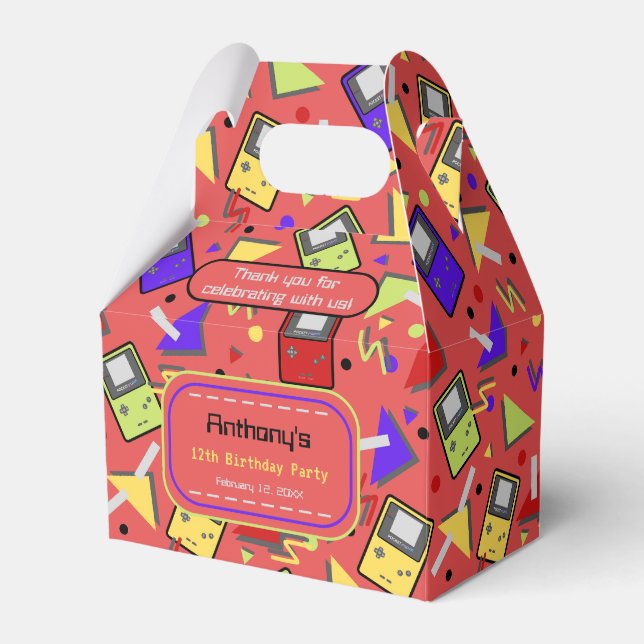 Red Retro Gaming Birthday Favour Box (Front Side)