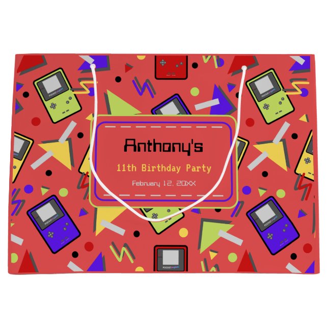 Red Retro Gaming Large Gift Bag (Front)