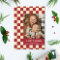 Red Retro Groovy Chequered Happy Holidays Photo