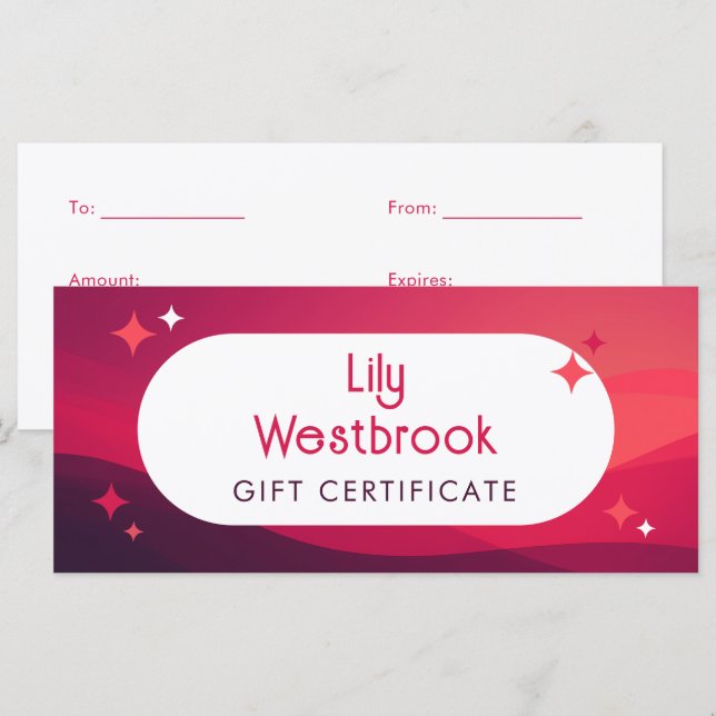 Red Retro Groovy Modern Gift Certificate (Front/Back)