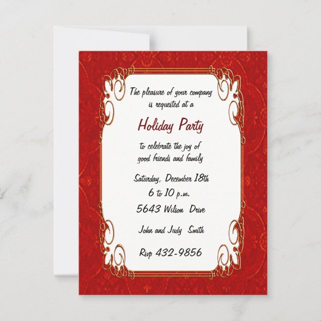 Red Retro Holiday Invitation (Front)