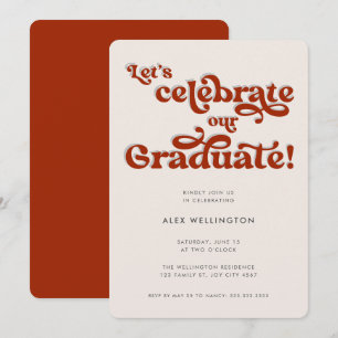 Red Retro Inspired Typography Graduation Party Invitation