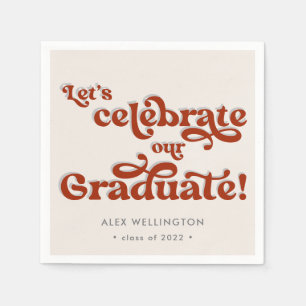 Red Retro Inspired Typography Graduation Party Napkin