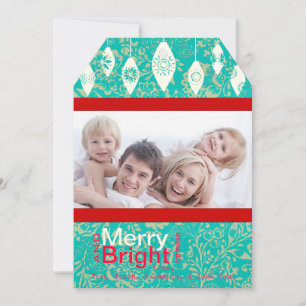 Red Retro Merry and Bright Family Photo Card