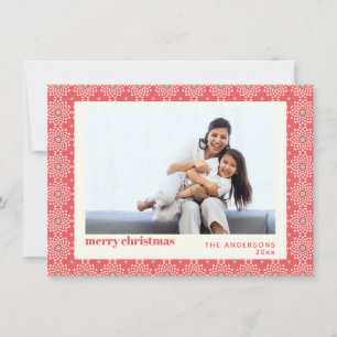Red Retro Mid Century Modern Holiday Photo Card