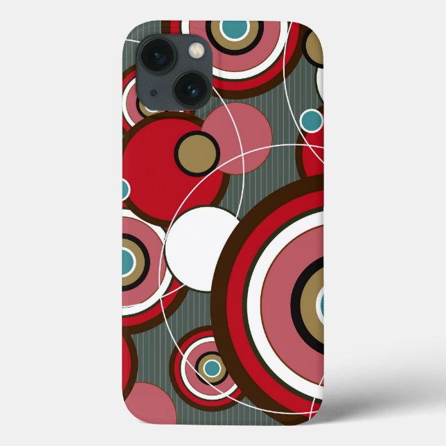 Red Retro Mod Funky Abstract Circles Phone Case (Back)