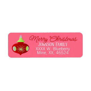Red Retro Ornament Christmas Label