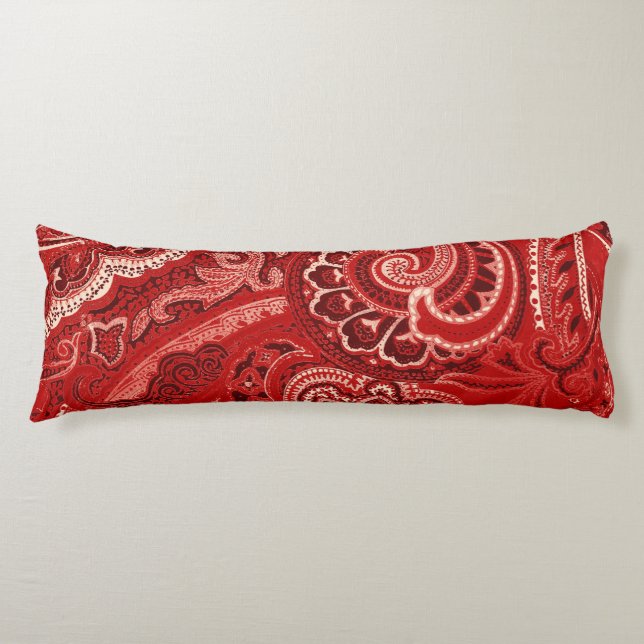 Red Retro Paisley Bandanna/Bandanna Body Cushion (Front)
