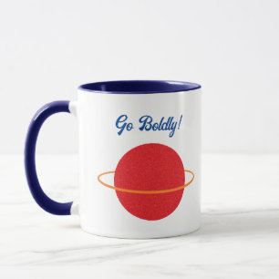 Red Retro Planet, Classic Sci-Fi Space Cartoon Mug