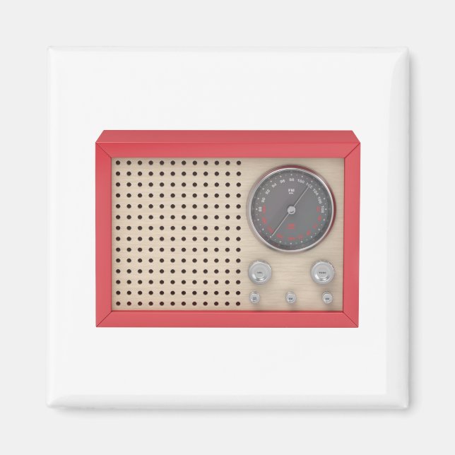 Red retro radio magnet (Front)
