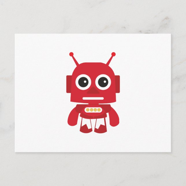 Red Retro Robot Postcard (Front)
