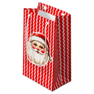 Red Retro Santa Claus Red Ric Rac Christmas Small Gift Bag