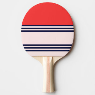 Red Retro Stripe Ping Pong Paddle
