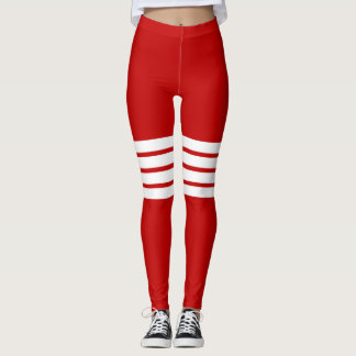 Red Retro Stripes Striped Pattern Leggings