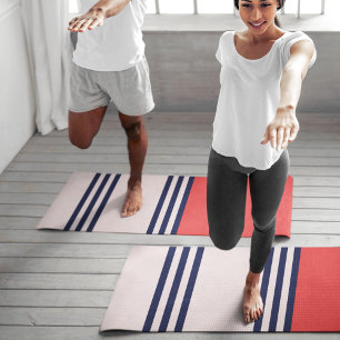 Red Retro Stripes Yoga Mat