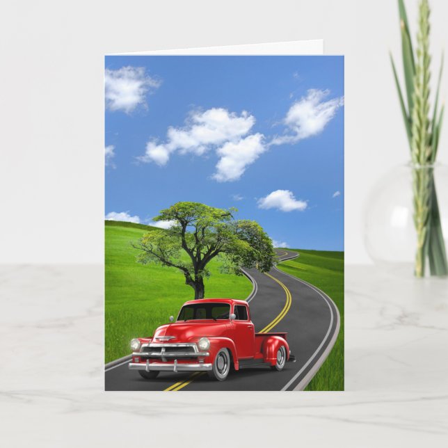 Red Retro Truck Retirement Card (Front)