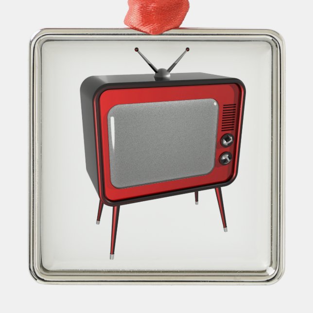 Red retro TV Metal Tree Decoration (Front)