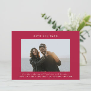 Red Retro Typewriter Font Wedding Photo Simple Save The Date