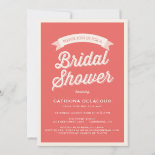 RED RETRO TYPOGRAPHY   BRIDAL SHOWER INVITATION