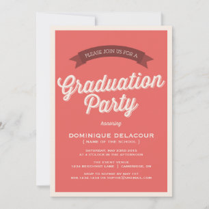 Red Retro Typography Graduation Party Invitation