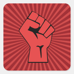 Red Revolutionary Fist Square Sticker