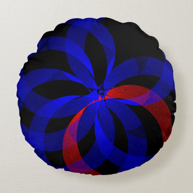 Red Revolving Accent Geometric Round Pillow (Front)
