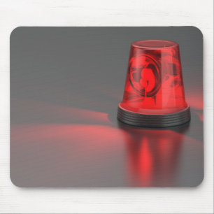 Red revolving emergency beacon light  mouse mat