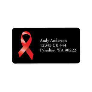 Red Ribbon AIDS Awareness Label