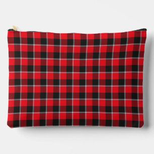 Red Ribbon and Heavy Metal Black Plaid Accessory Pouch