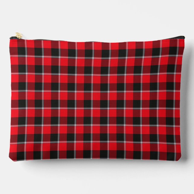 Red Ribbon and Heavy Metal Black Plaid Accessory Pouch (Front)