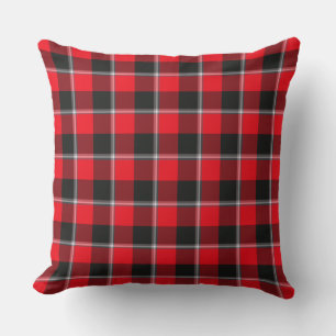 Red Ribbon and Heavy Metal Plaid Black Cushion