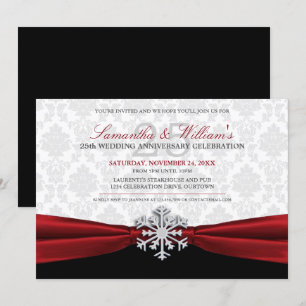 Red Ribbon Anniversary Party Invitation