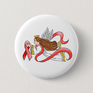 "Red Ribbon" Awareness Angel 6 Cm Round Badge