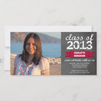 Red ribbon banner chalkboard photo graduation